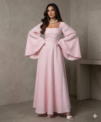 Robe de Soirée Pastel 'Aria' avec Manches Cloche Spectaculaires