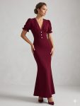 Robe Sirène Cintrée Bordeaux - Style Vintage Chic